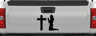 Nurse At Cross Christian Car or Truck Window Decal Sticker (Black)