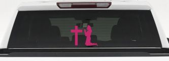 Nurse At Cross Christian Car or Truck Window Decal Sticker (Hot Pink)