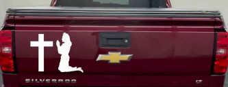Nurse At Cross Christian Car or Truck Window Decal Sticker (White)
