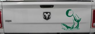 Dolphin Playing Ball Animals Car or Truck Window Decal Sticker (Dark Green)