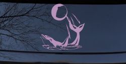 Dolphin Playing Ball Decal for Car Truck Window Vinyl Sticker Fun (Lilac)