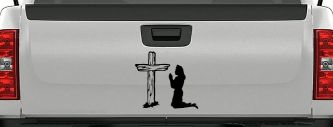 Nurse At Cross Christian Car or Truck Window Decal Sticker (Black)