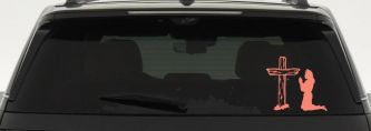 Nurse At Cross Christian Car or Truck Window Decal Sticker (Coral)