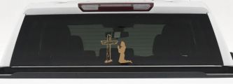 Nurse Cross Christian Decal for Cars Trucks Vinyl Window Sticker (Light Brown)