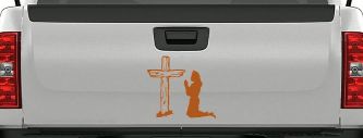 Nurse At Cross Christian Car or Truck Window Decal Sticker (Nut Brown)