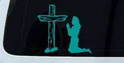 Nurse Cross Christian Decal for Cars Trucks Vinyl Window Sticker (Turquoise)