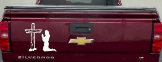 Nurse At Cross Christian Car or Truck Window Decal Sticker (White)