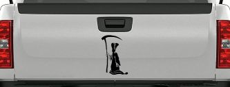 Grim Reaper Car or Truck Window Decal Sticker (Black)