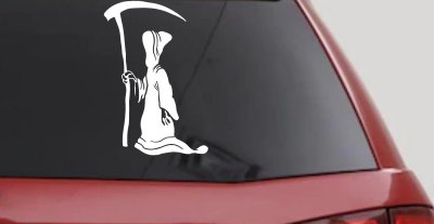 Grim Reaper Car Truck Window Vinyl Decal Sticker Spooky Vehicle Decor