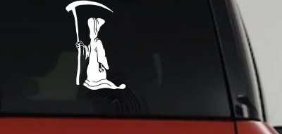 Grim Reaper Car Truck Window Vinyl Decal Sticker Spooky Vehicle Decor