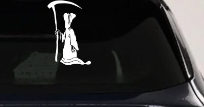 Grim Reaper Car Truck Window Vinyl Decal Sticker Spooky Vehicle Decor