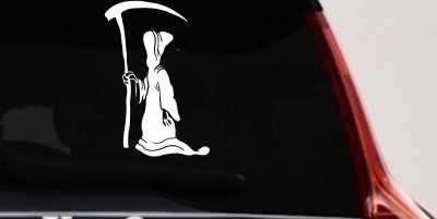 Grim Reaper Car Truck Window Vinyl Decal Sticker Spooky Vehicle Decor