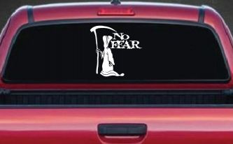Grim Reaper No Fear Car or Truck Window Decal Sticker