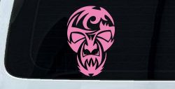 Tribal Skull Mask Car or Truck Window Decal Sticker (Pink)