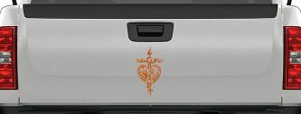 Tribal Heart and Cross Car or Truck Window Decal Sticker (Nut Brown)