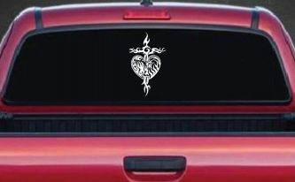 Tribal Heart and Cross Car or Truck Window Decal Sticker