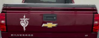 Tribal Heart and Cross Car or Truck Window Decal Sticker (White)