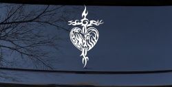 Tribal Heart and Cross Car or Truck Window Decal Sticker