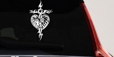 Tribal Heart Cross Decal for Car Truck Window Vinyl Sticker
