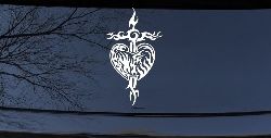 Tribal Heart and Cross Car or Truck Window Decal Sticker