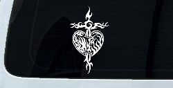 Tribal Heart and Cross Car or Truck Window Decal Sticker