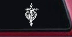 Tribal Heart and Cross Car or Truck Window Decal Sticker