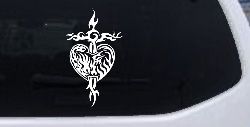 Tribal Heart and Cross Car or Truck Window Decal Sticker