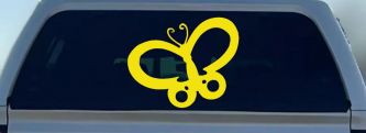 Butterfly Butterflies Car or Truck Window Decal Sticker (Yellow)