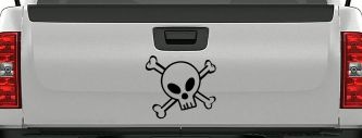 Cute Skull And Cross Bones Car or Truck Window Decal Sticker (Black)