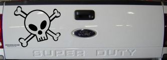 Cute Skull And Cross Bones Car or Truck Window Decal Sticker (Black)