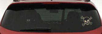 Cute Skull And Cross Bones Car or Truck Window Decal Sticker (Desert Sand)