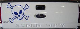 Cute Skull And Cross Bones Car or Truck Window Decal Sticker (Navy)
