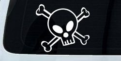 Cute Skull And Cross Bones Car or Truck Window Decal Sticker