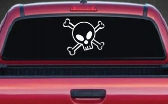 Cute Skull And Cross Bones Car or Truck Window Decal Sticker