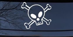 Cute Skull And Cross Bones Car or Truck Window Decal Sticker