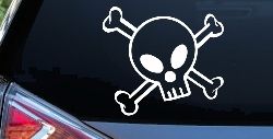 Cute Skull And Cross Bones Car or Truck Window Decal Sticker