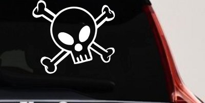 Cute Skull And Cross Bones Car or Truck Window Vinyl Decal Sticker
