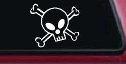 Cute Skull And Cross Bones Car or Truck Window Decal Sticker