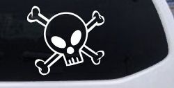 Cute Skull And Cross Bones Car or Truck Window Decal Sticker