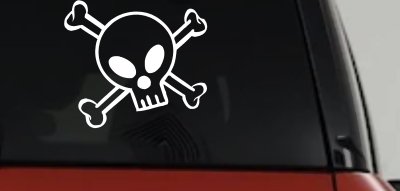Cute Skull And Cross Bones Car or Truck Window Vinyl Decal Sticker