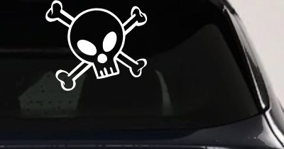 Cute Skull And Cross Bones Car or Truck Window Vinyl Decal Sticker