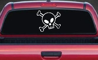 Cute Skull And Cross Bones Car or Truck Window Decal Sticker