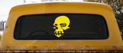 Tribal Skull Mask Car or Truck Window Decal Sticker (Yellow)