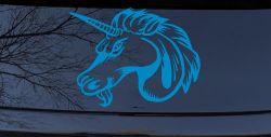 Unicorn Head Car or Truck Window Decal Sticker (Blue)