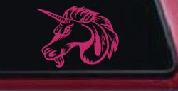 Unicorn Head Car or Truck Window Decal Sticker (Hot Pink)