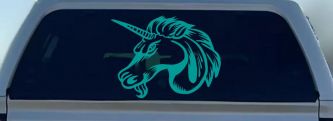 Unicorn Head Car or Truck Window Decal Sticker (Turquoise)