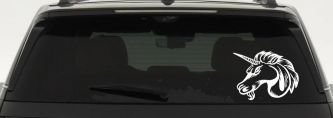 Unicorn Head Car or Truck Window Decal Sticker (White)