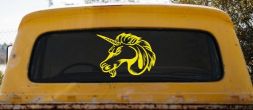 Unicorn Head Car or Truck Window Decal Sticker (Yellow)