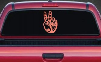 Peace Hand Sign Car or Truck Window Decal Sticker (Coral)
