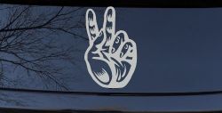 Peace Hand Sign Car or Truck Window Decal Sticker (Light Gray)